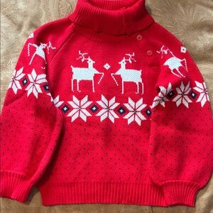 Girls Janie and Jack Red Knit Reindeer Holiday Sweater